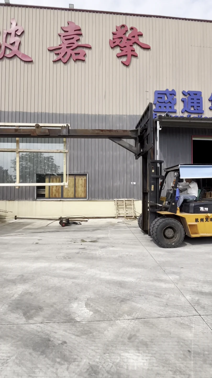Glass being handled outside the factory